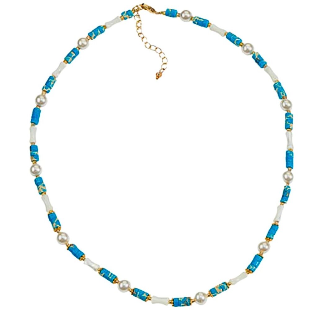 Turquoise and Pearl Necklace | Boho Chic Statement Jewelry